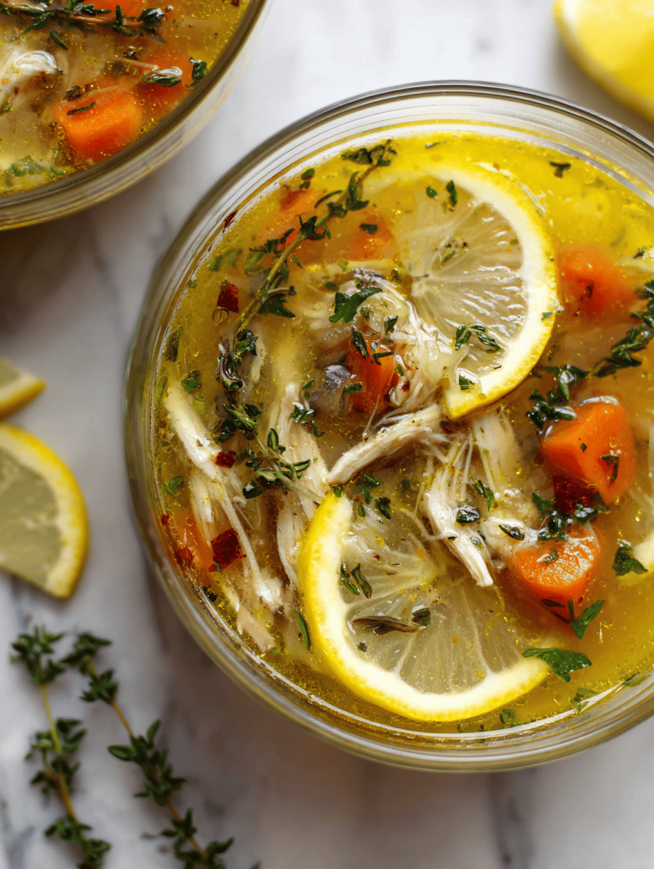 A Cozy Chicken Soup with a Twist of Lemon and Herbs
